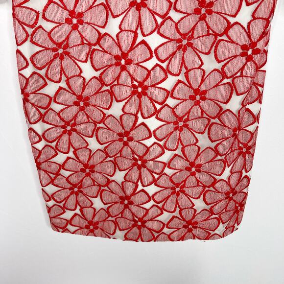 Diane Von Furstenberg 8 Red Sarita Floral Embroidered Sheath Dress 3/4 Sleeve - Picture 5 of 12